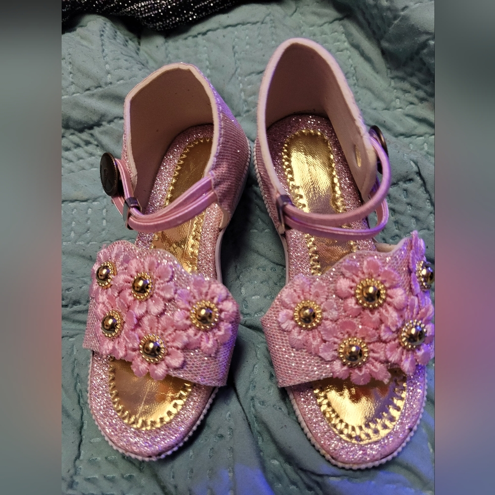 Pink Floral Kids Sandals